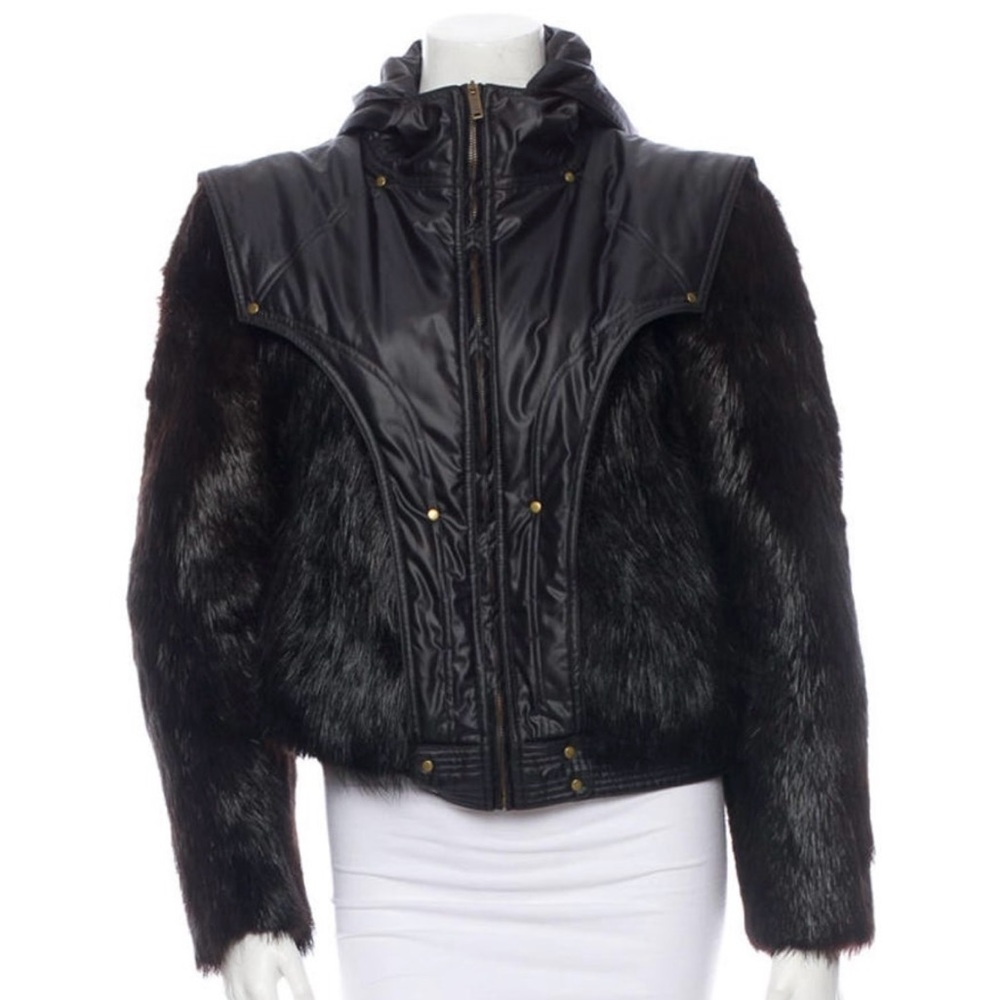 Derek Lam Espresso Hooded Fur Jacket
